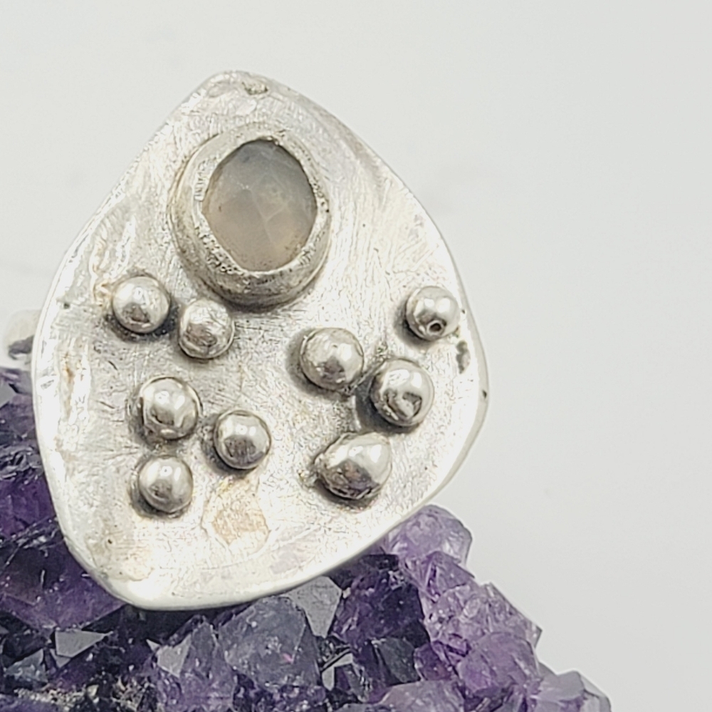 MOONSTONE RING HANDMADE IN STERLING SILVER METAL SIZE 6.5